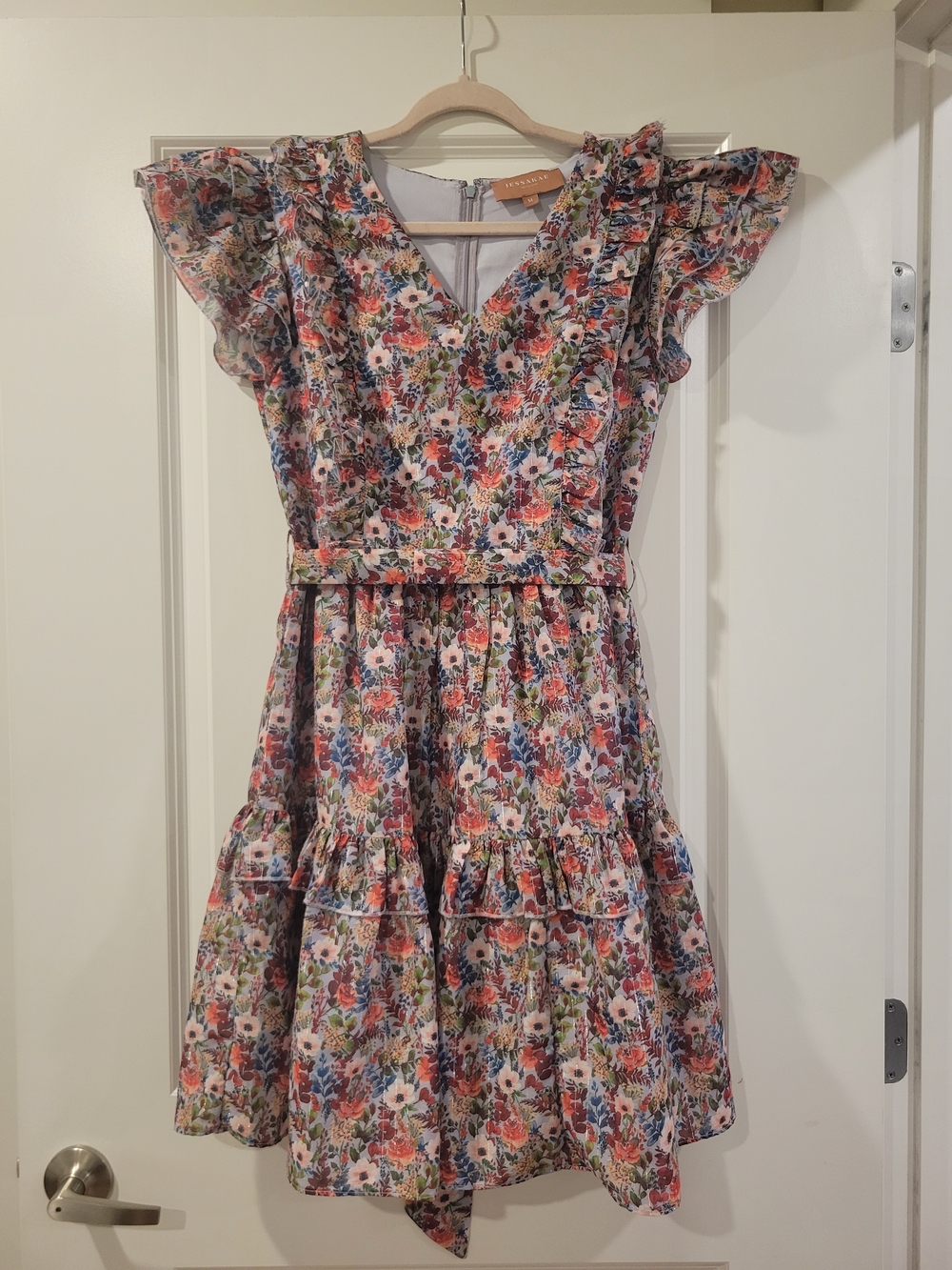 JessaKae Floral Ruffle Tiered Dress - Pink, Blue, Green